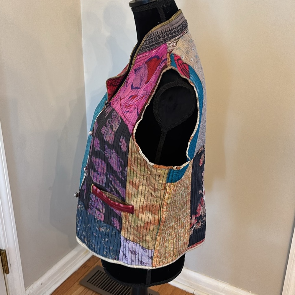 Sacred Thread Silk Patchwork Vest Size Ml - image 4